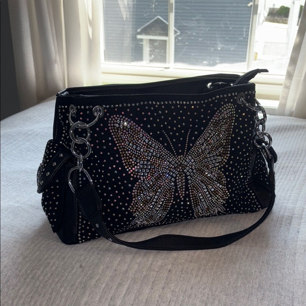 Rhinestone Butterfly Shoulder Bag